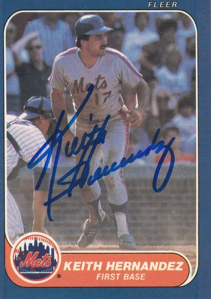 KEITH HERNANDEZ NEW YORK METS SIGNED 1986 FLEER CARD #84