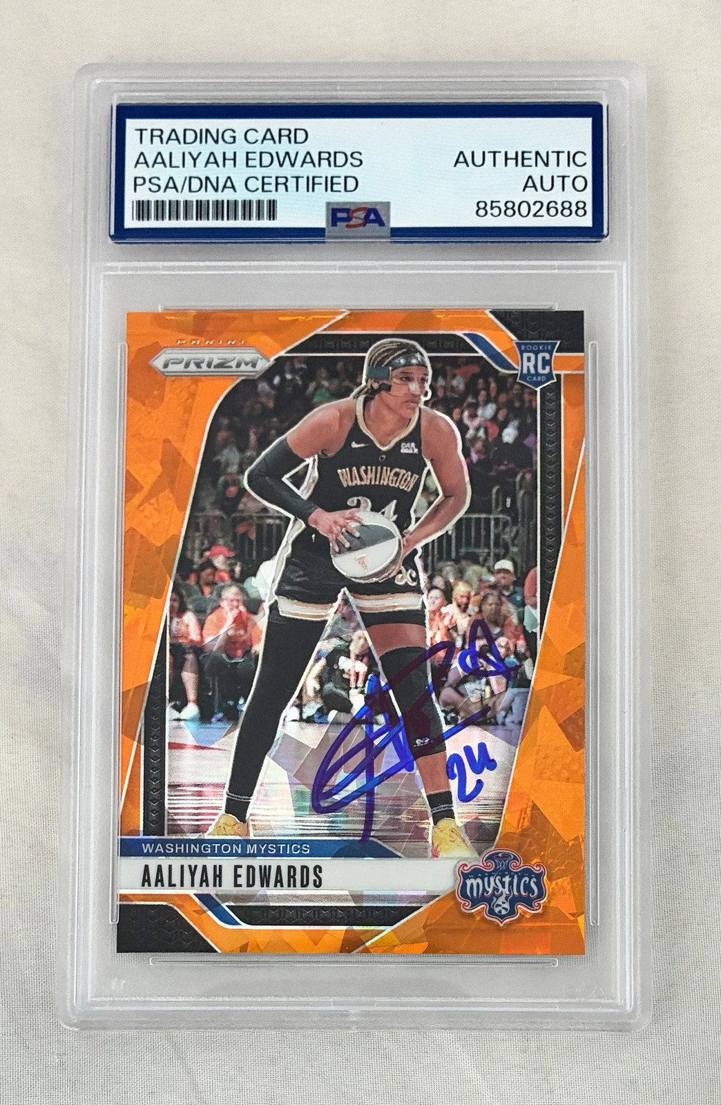 Aaliyah Edwards Signed Rookie Card 2024 Panini Prizm Orange #70 PSA/DNA COA