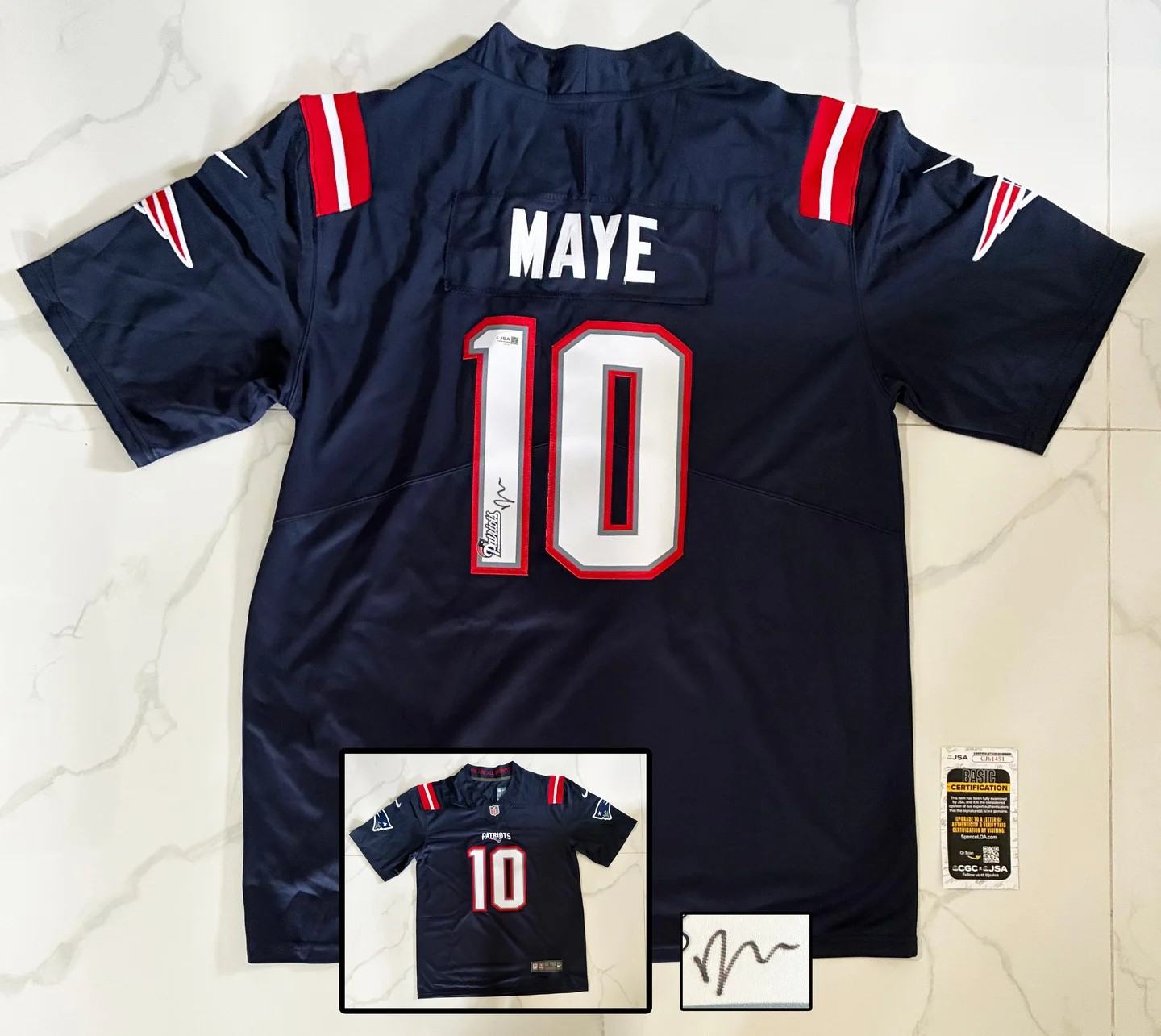 Drake Maye Signed Jersey New England Patriots JSA COA