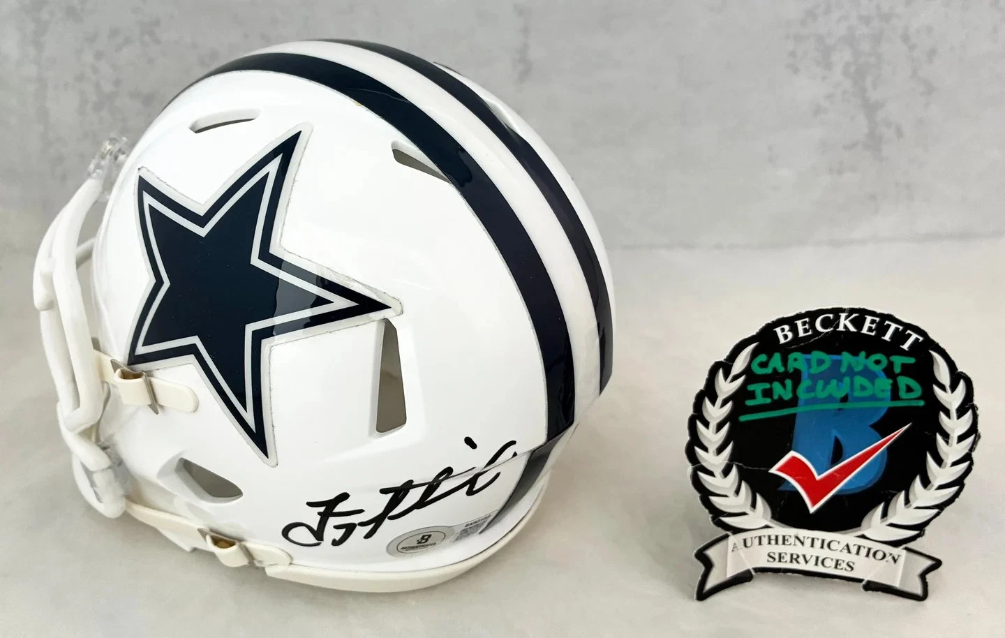 Troy Aikman Signed Mini Helmet Dallas Cowboys Beckett BAS COA