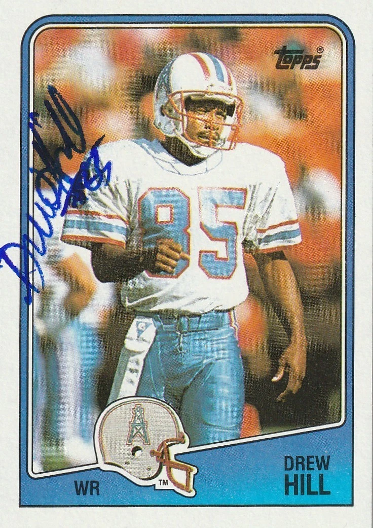 DREW HILL HOUSTON OILERS  SIGNED 1988 TOPPS CARD #106