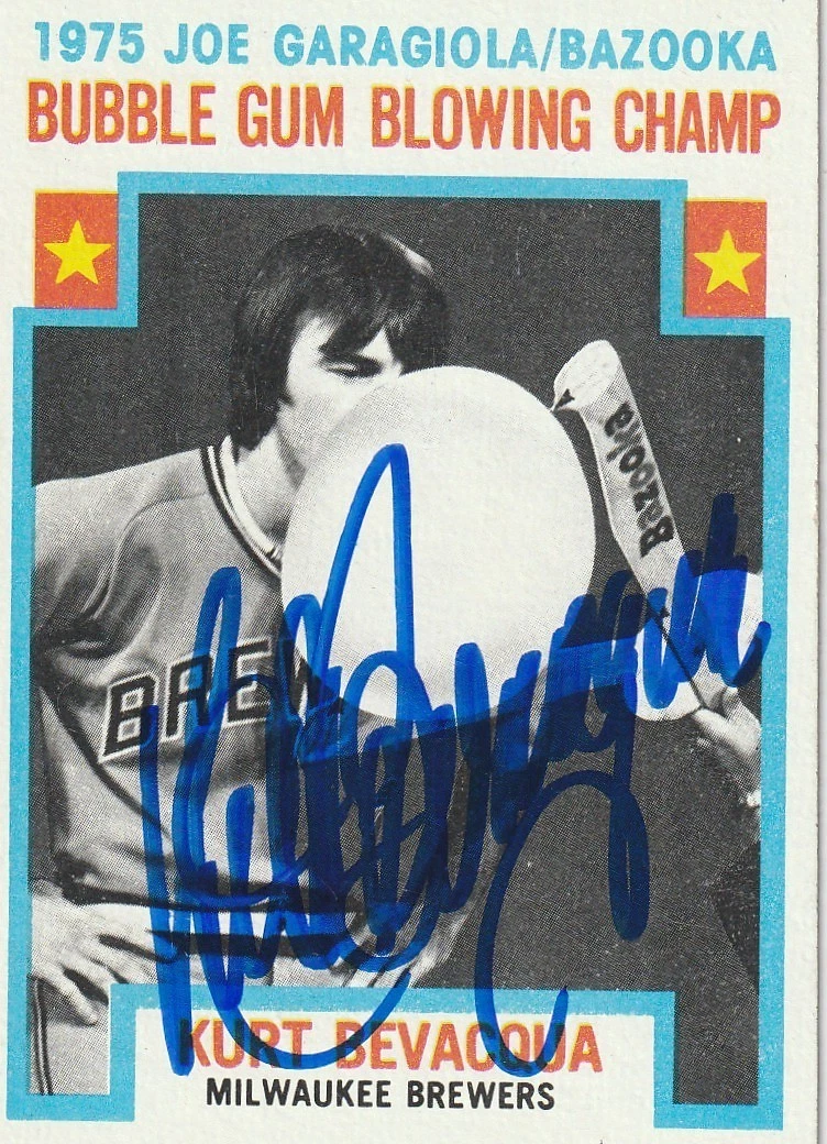 KURT BEVACQUA MILWAUKEE BREWERS  SIGNED 1976 TOPPS CARD #564