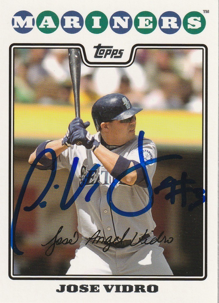 JOSE VIDRO SEATTLE MARINERS  SIGNED 2008 TOPPS CARD #304