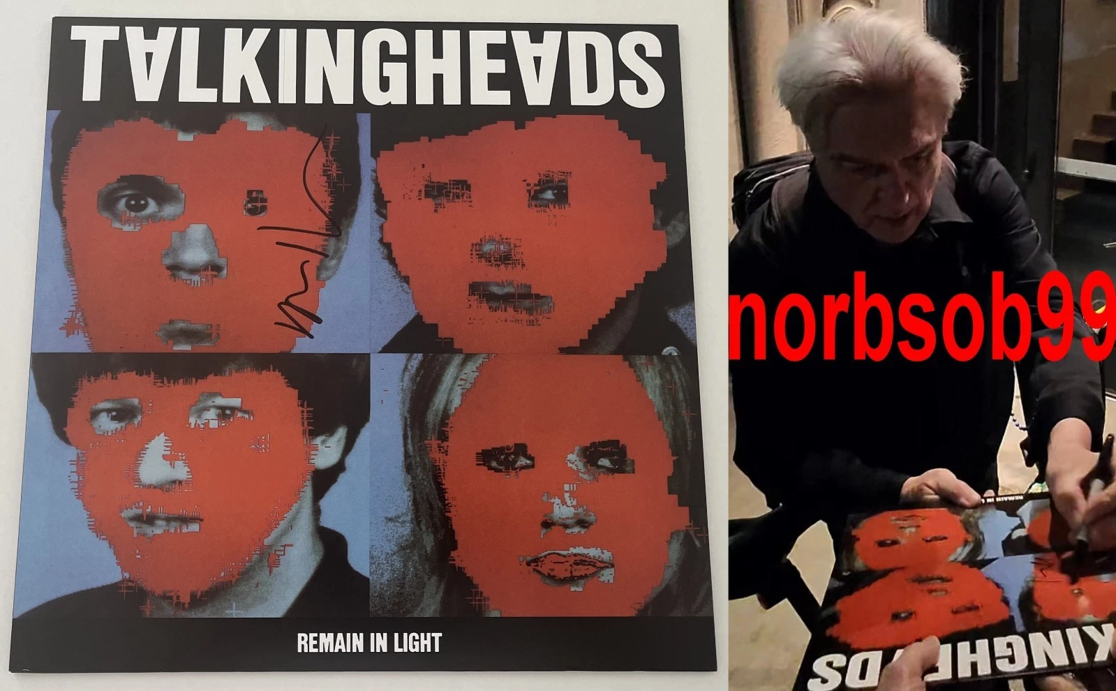 DAVID BYRNE SIGNED TALKING HEADS REMAIN IN LIGHT VINYL w/EXACT PROOF BECKETT COA