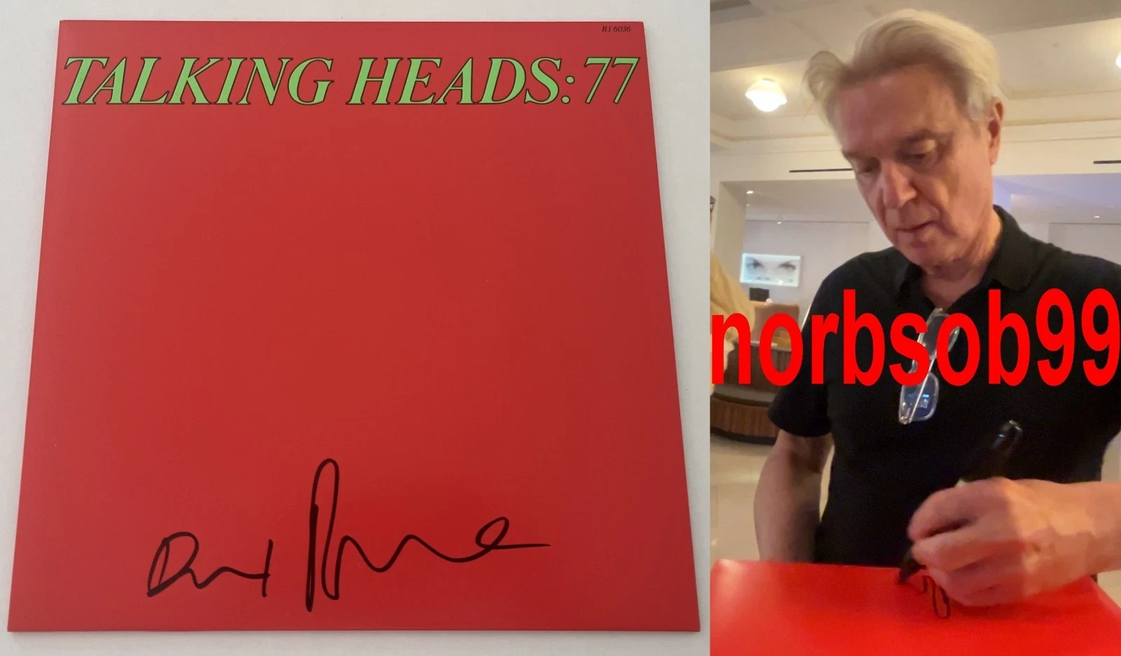 DAVID BYRNE SIGNED AUTOGRAPH TALKING HEADS 77 VINYL w/EXACT PROOF & BECKETT COA