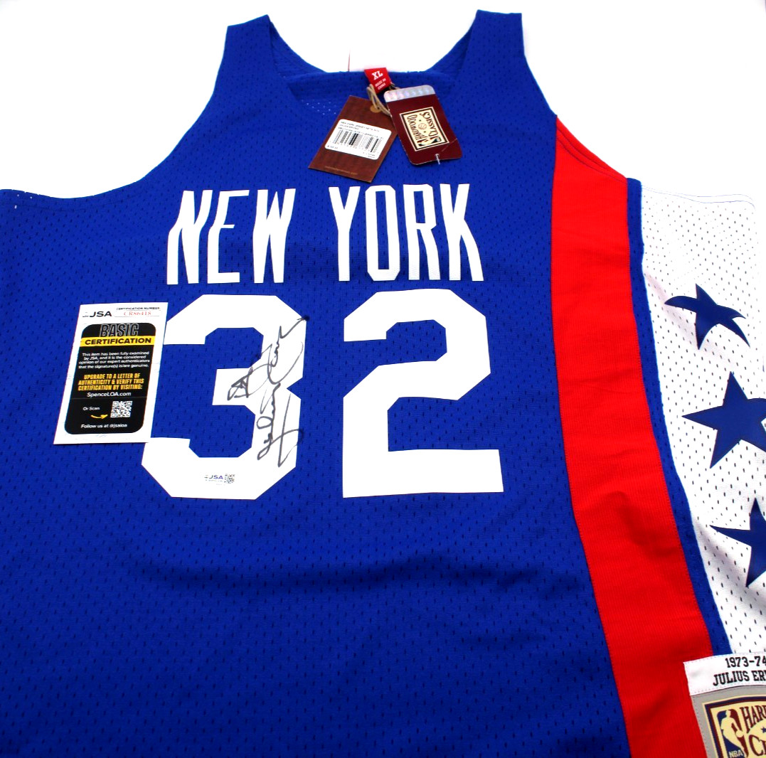Julius Erving Signed New York Nets Mitchell & Ness XL Basketball Jersey JSA COA