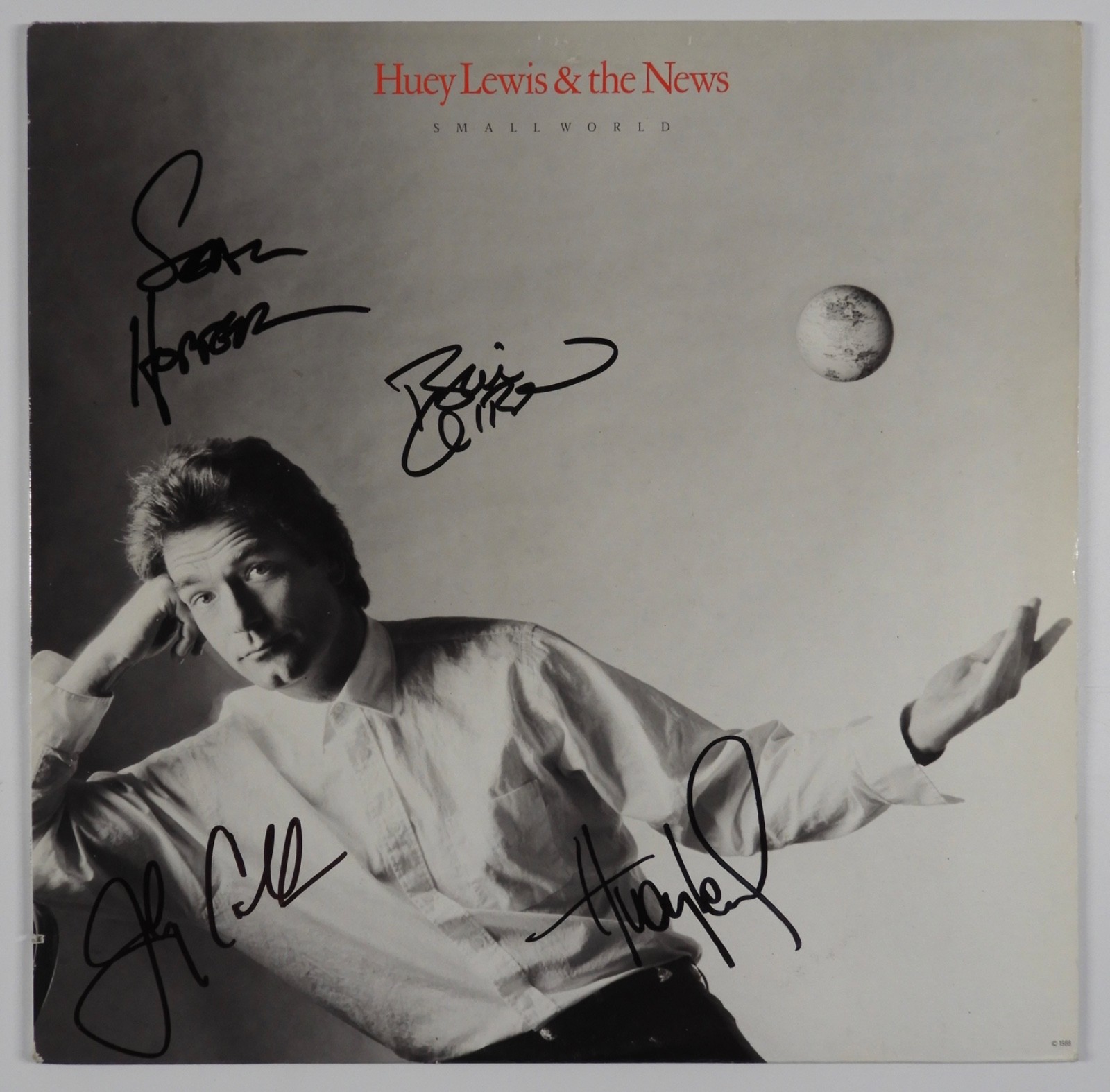 Huey Lewis & The News JSA Signed Autograph Album Record Vinyl Small World