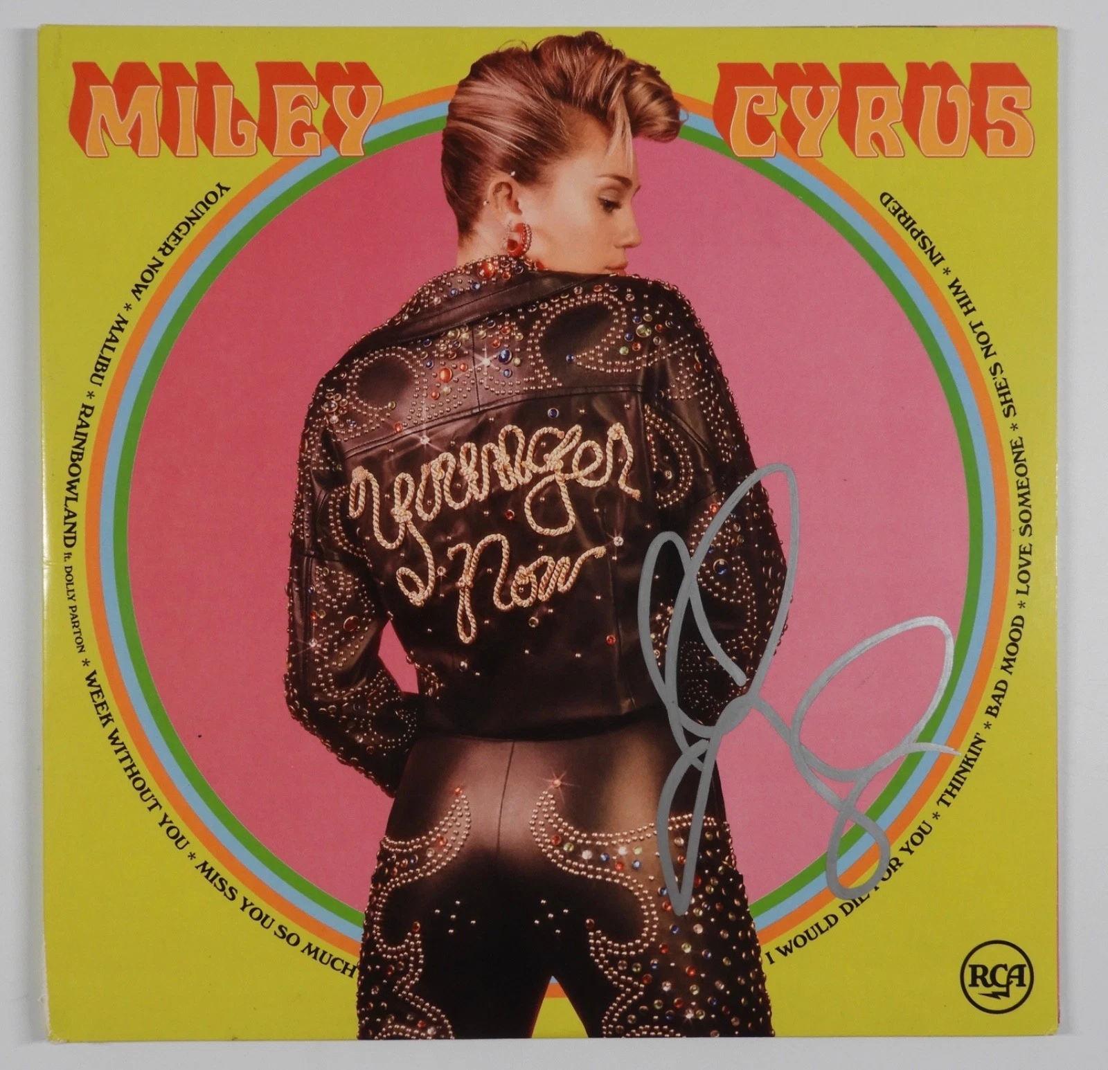 Miley Cyrus JSA and ACOA Signed Autograph Album Vinyl Record Younger Now