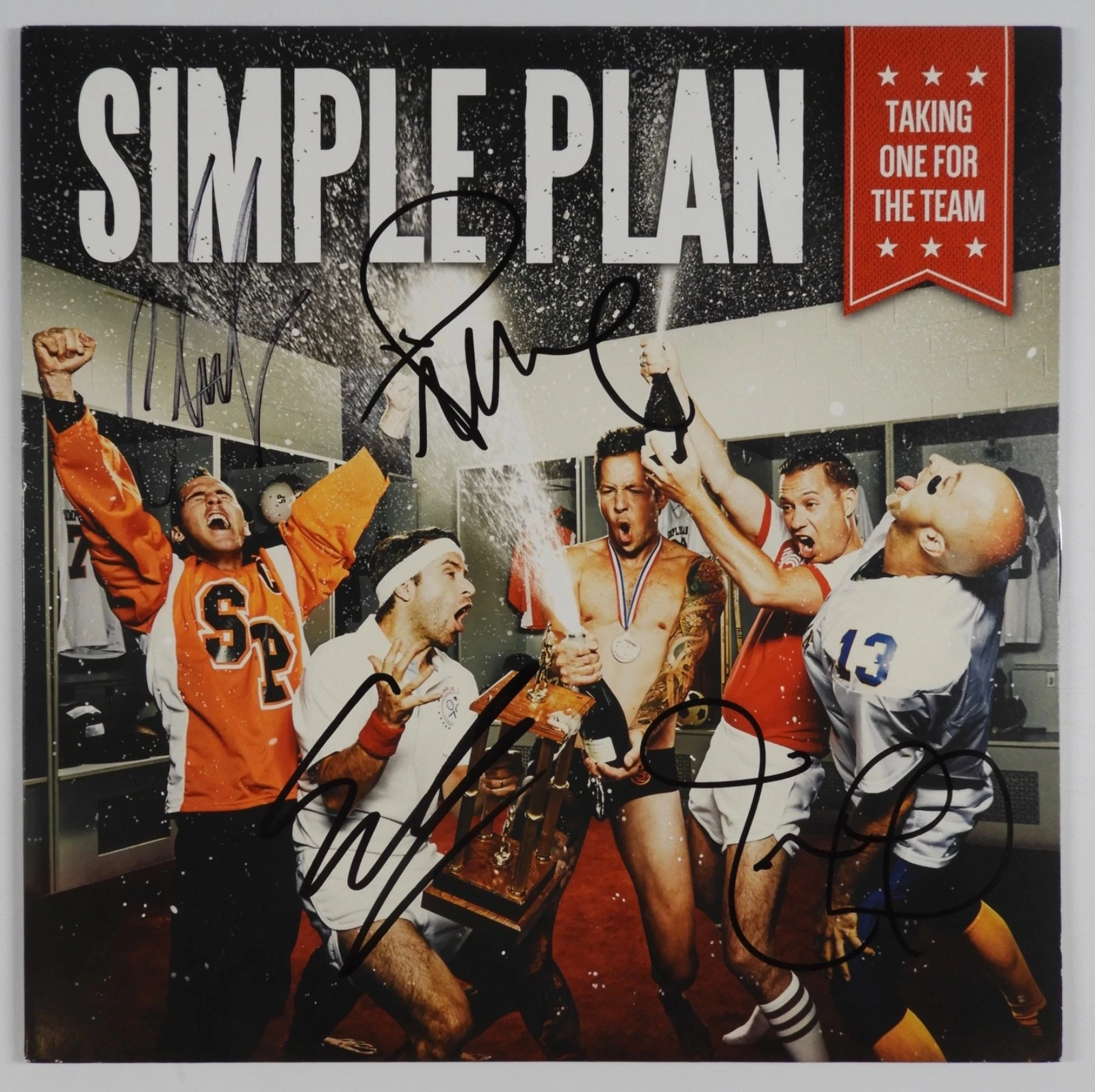 Simple Plan JSA Signed Autograph Album Record Vinyl Taking One For The Team