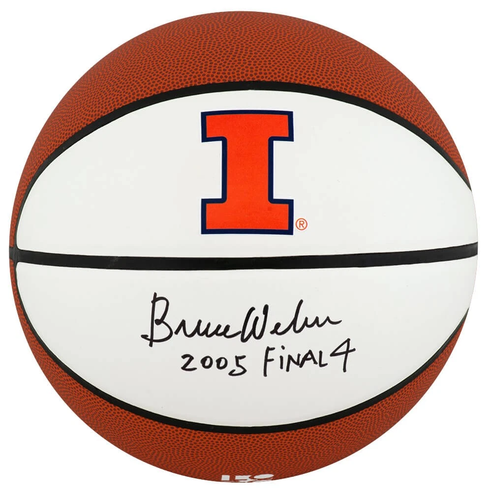 Bruce Weber Signed Illinois Logo Brand White Panel Basketball w/Final 4 - SS COA