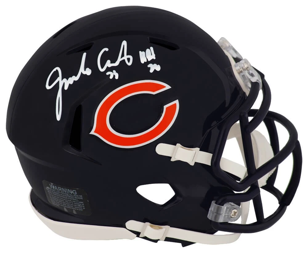 Jim Covert Signed Bears Riddell Speed Mini Helmet w/HOF'20 - (In White) (SS COA)