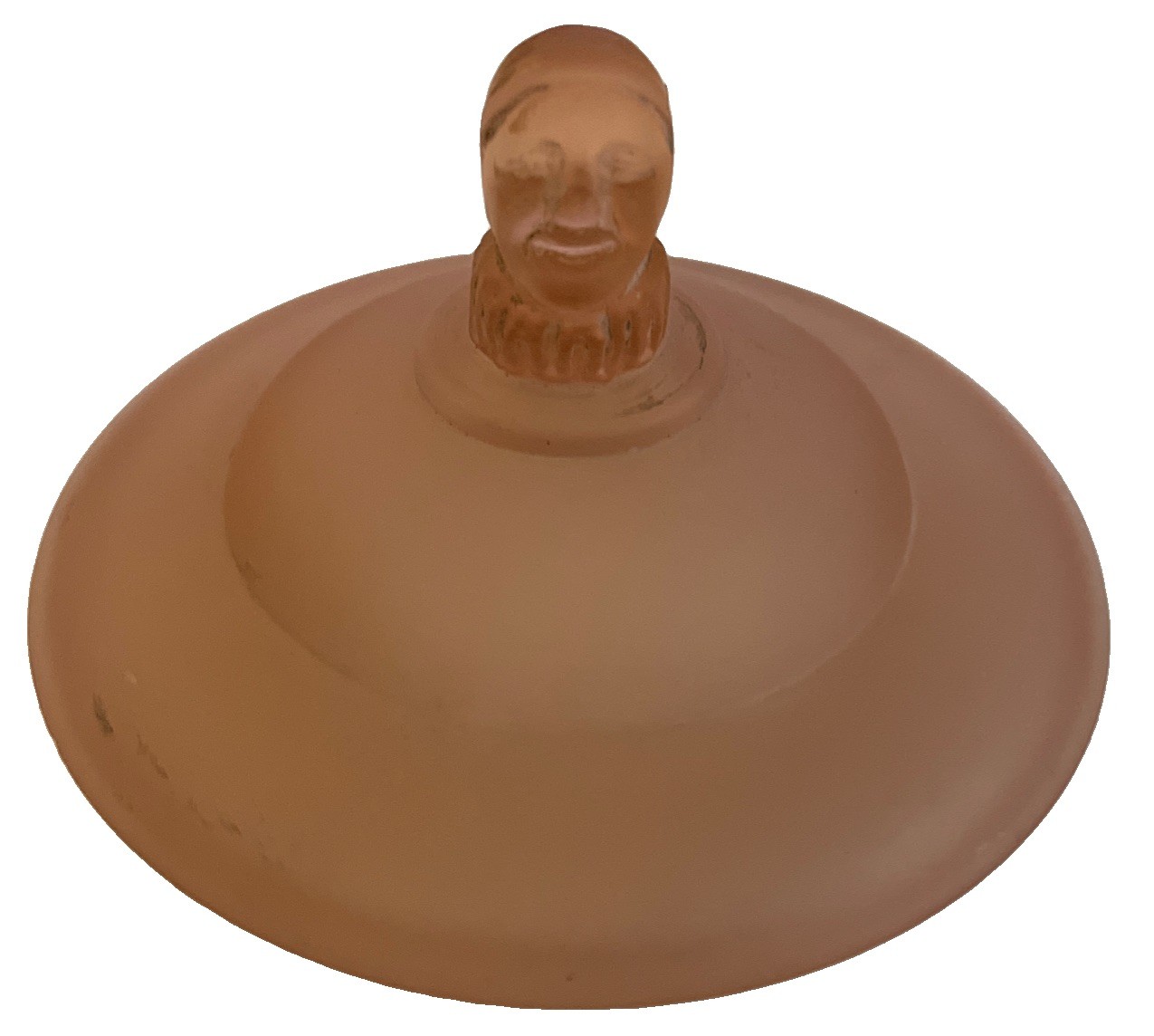 Vintage Taussant Pink Satin Glass Vanity Jar Clown Jester Art Deco LID ONLY 5