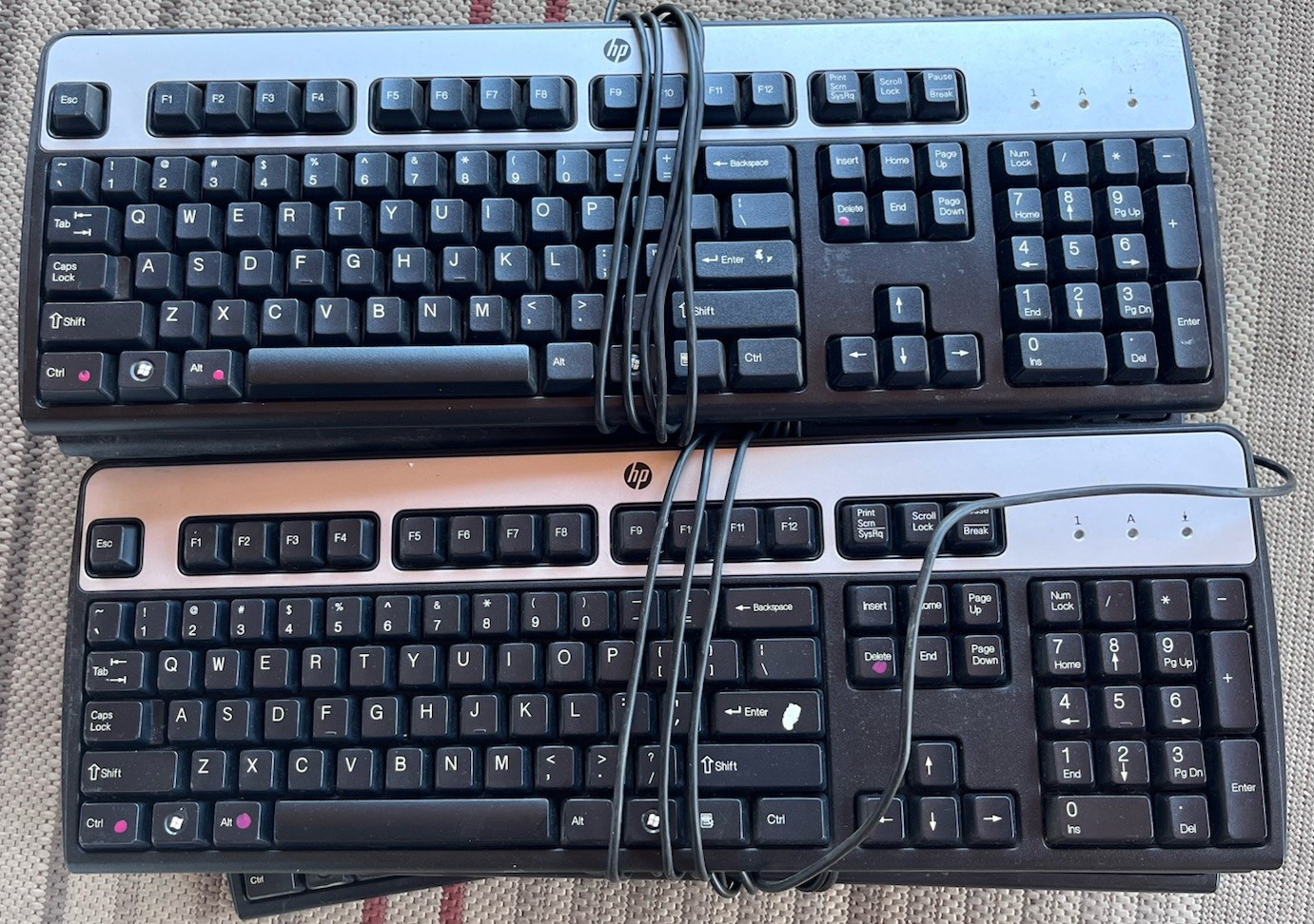 Lot of 10 HP KU-0316 USB Wired Keyboard Computer Slim Black & Silver