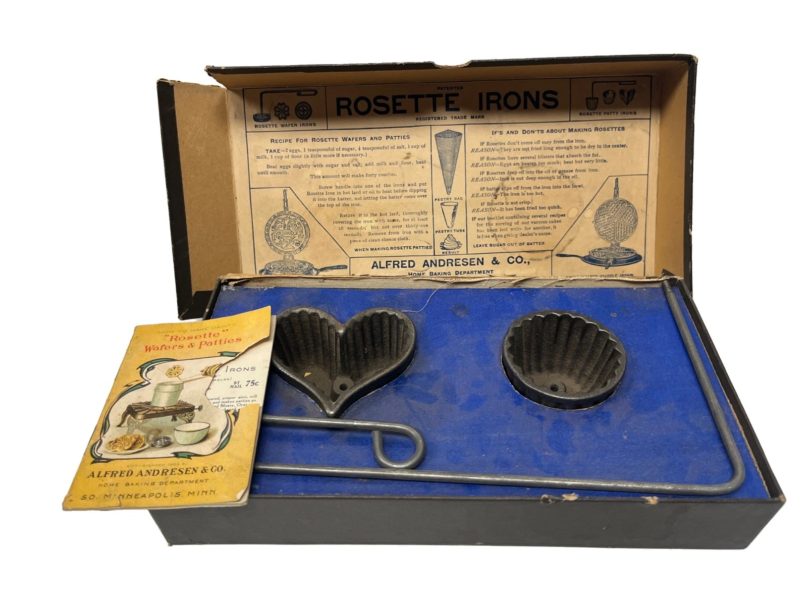 Antique Alfred Andersen & Co Rosette Patty Irons In Original Box