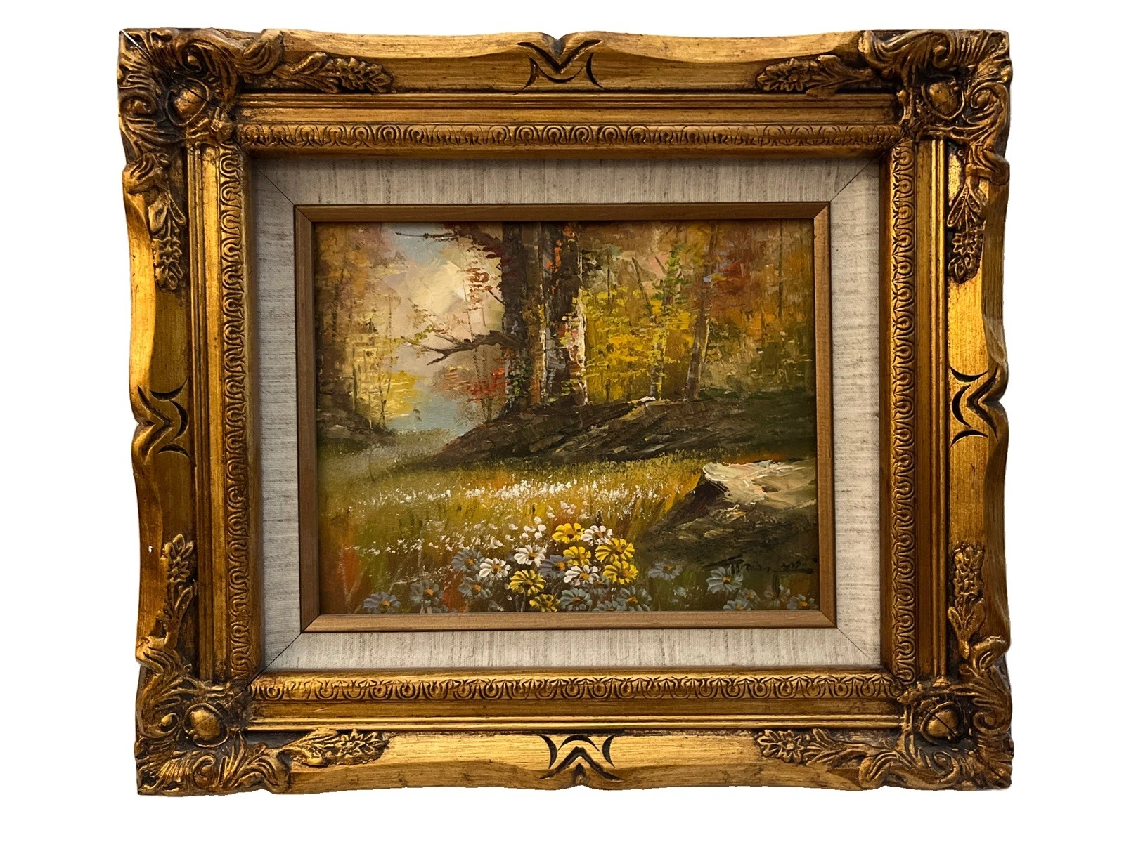 Impressionist Style Oil on Canva 8”x10” Painting in Ornate 13.5”x15.5” Frame