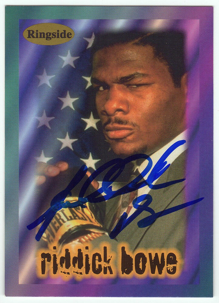 Riddick Bowe Signed 1996 Ringside Boxing Trading Card #2 - (SCHWARTZ SPORTS COA)