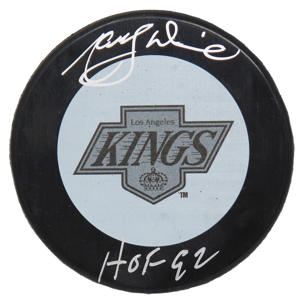 MARCEL DIONNE Signed Los Angeles Kings 1980's Style Hockey Puck w/HOF'92 - SS