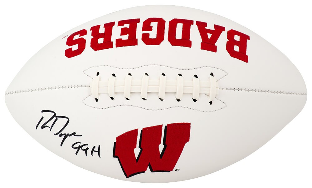 Ron Dayne Signed Wisconsin Badgers Franklin White Logo Football w/99H - (SS COA)