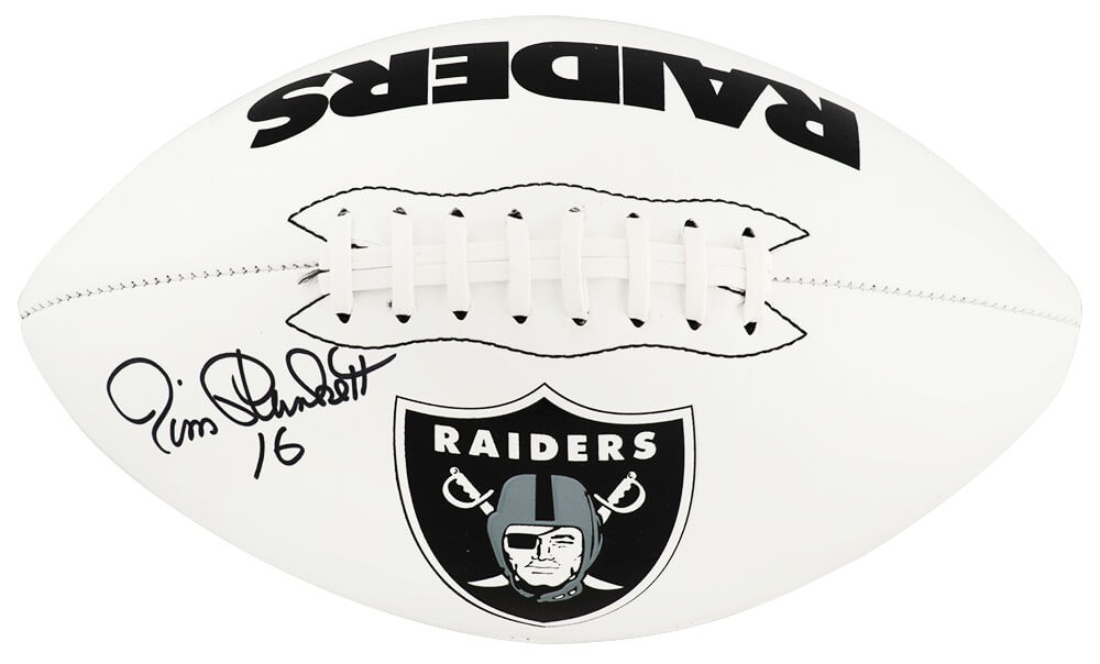 Jim Plunkett Signed Raiders Franklin White Logo Full Size Football -SCHWARTZ COA