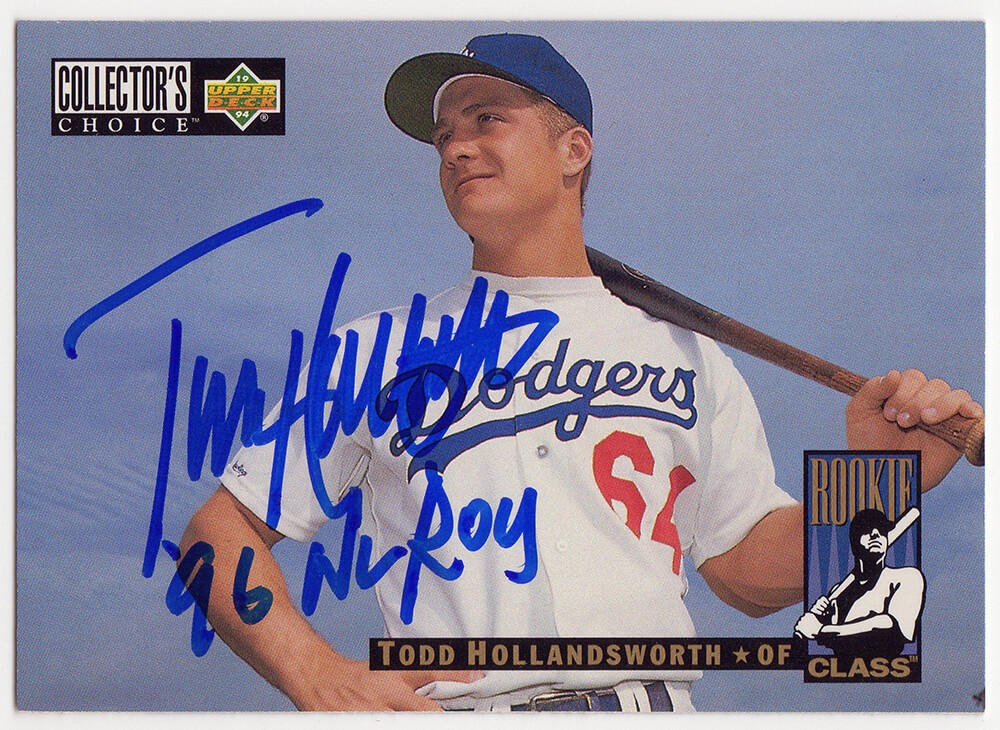 Todd Hollandsworth Signed Dodgers 1994 UD CC Rookie Card #658 w/ROY - (SS COA)