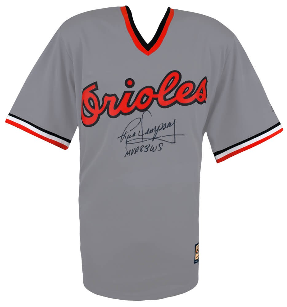 Rick Dempsey Signed Orioles Gray Majestic Replica Jersey w/83 WS MVP - SS COA