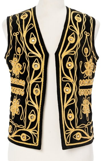 Jimi Hendrix Owned & Worn Black Velvet & Gold Vest W/ Statement From Al Hendrix