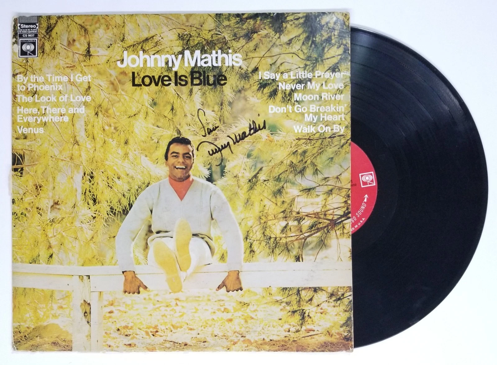 Johnny Mathis REAL hand SIGNED Love Is Blue Vinyl Record JSA COA Autographed