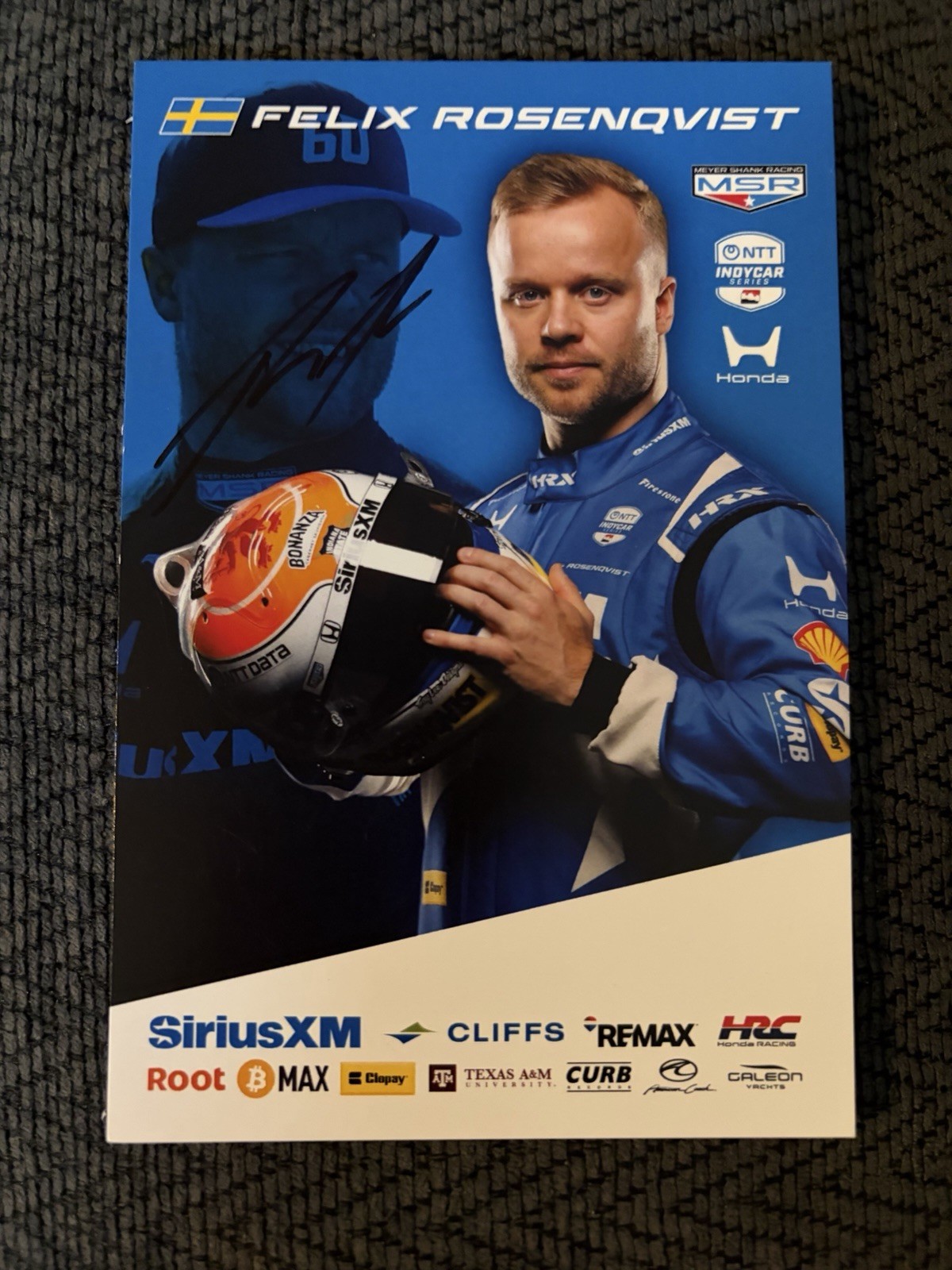Felix Rosenqvist 2026 Indy 500 Signed Car Promo Hero Card Indianapolis