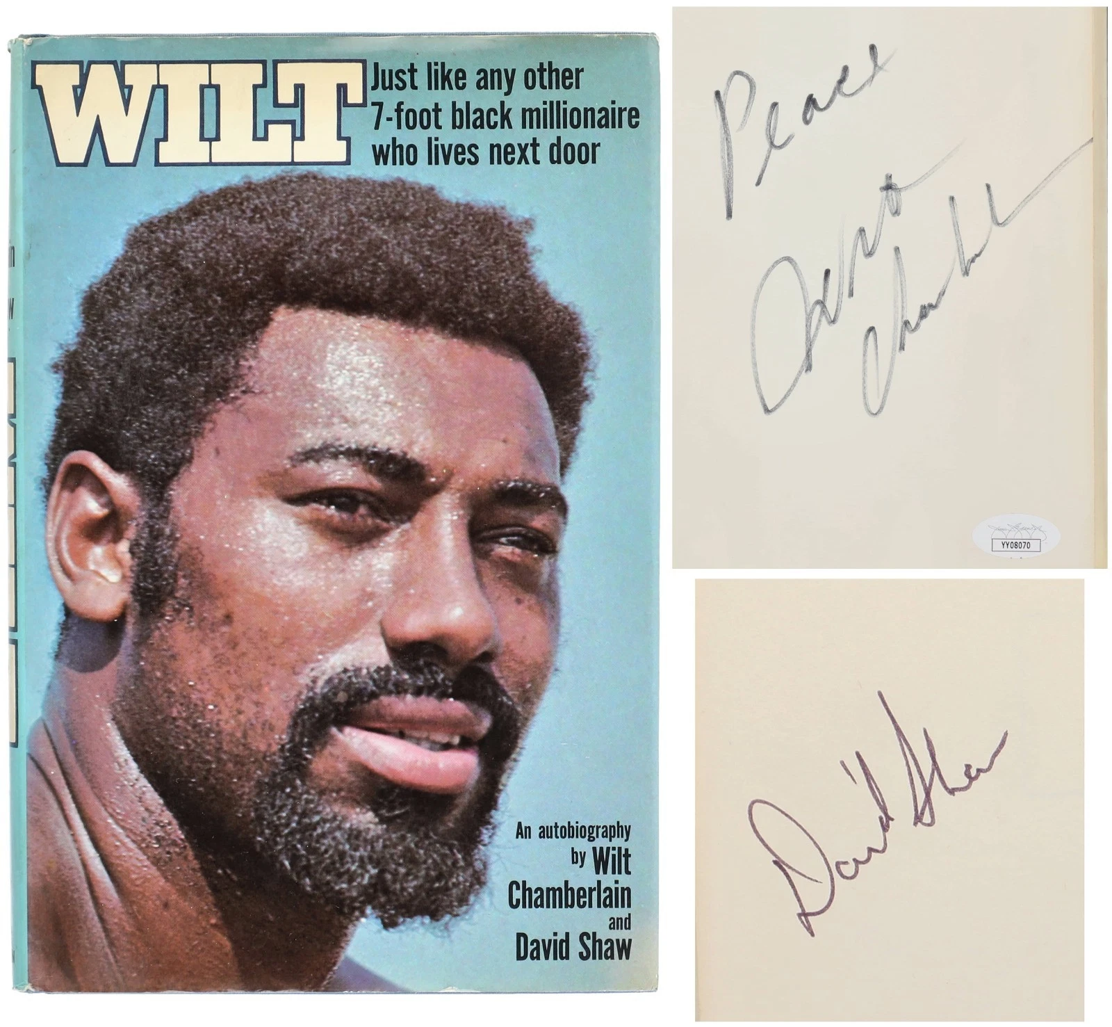 Wilt Chamberlain David Shaw Signed 1st Edition First Print Wilt Book JSA