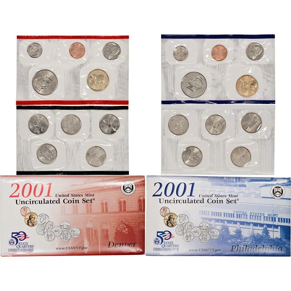 2001 P & D US Mint Set United States Original Government Packaging Box Cello