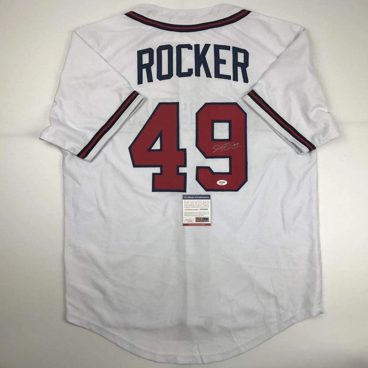 Autographed/Signed JOHN ROCKER Atlanta White Baseball Jersey PSA/DNA COA Auto