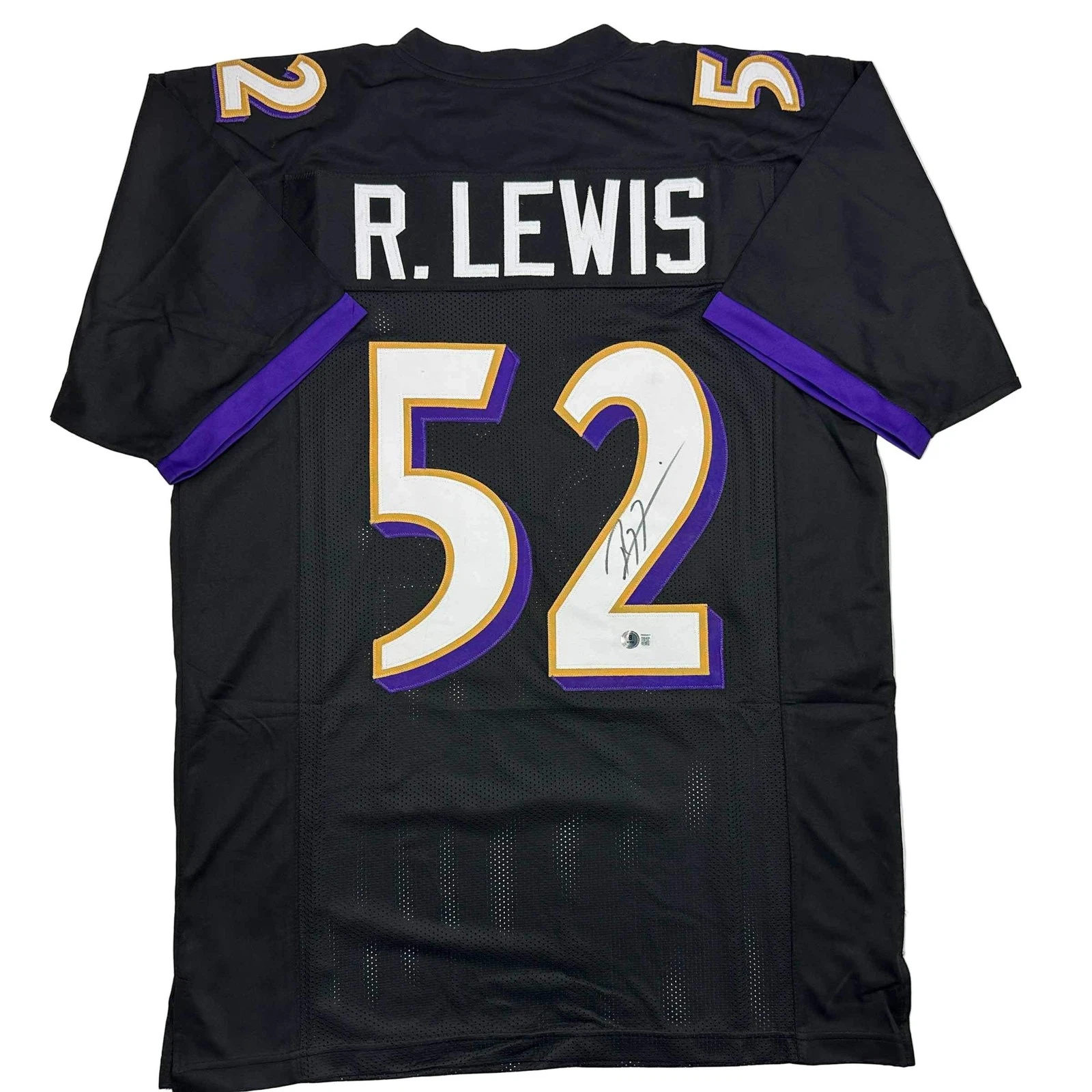 Autographed/Signed RAY LEWIS Baltimore Black Football Jersey JSA COA Auto