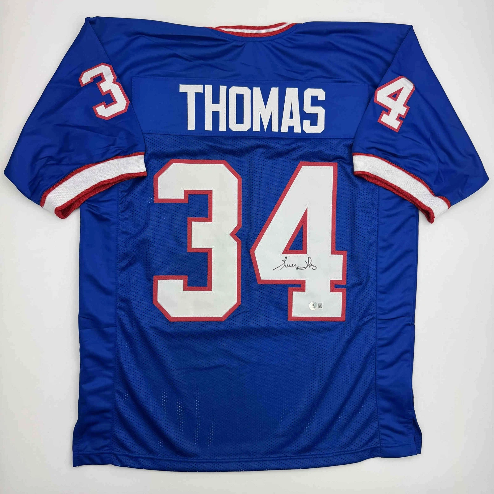Autographed/Signed THURMAN THOMAS Buffalo Blue Football Jersey JSA COA Auto