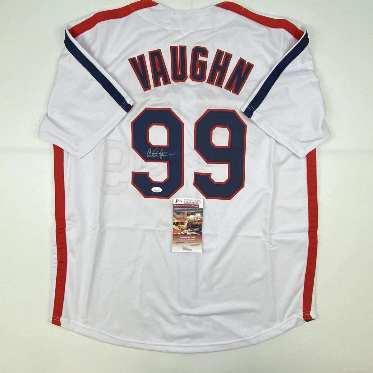 Autographed/Signed CHARLIE SHEEN Wild Thing Ricky Vaughn Movie Jersey JSA COA