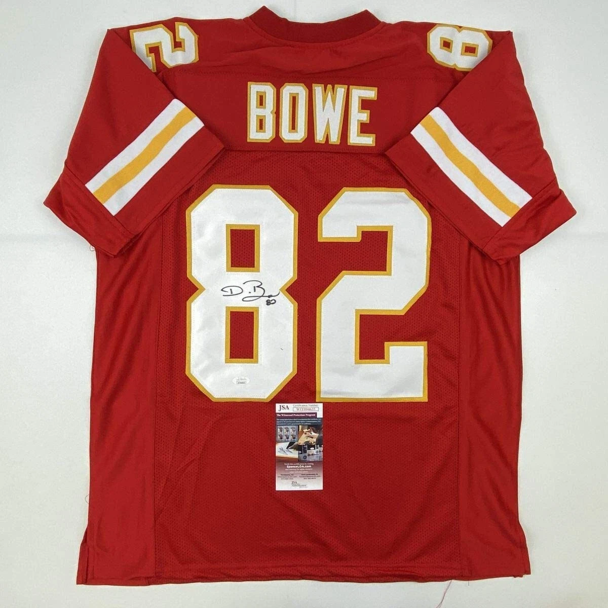 Autographed/Signed DWAYNE BOWE Kansas City Red Football Jersey JSA COA Auto