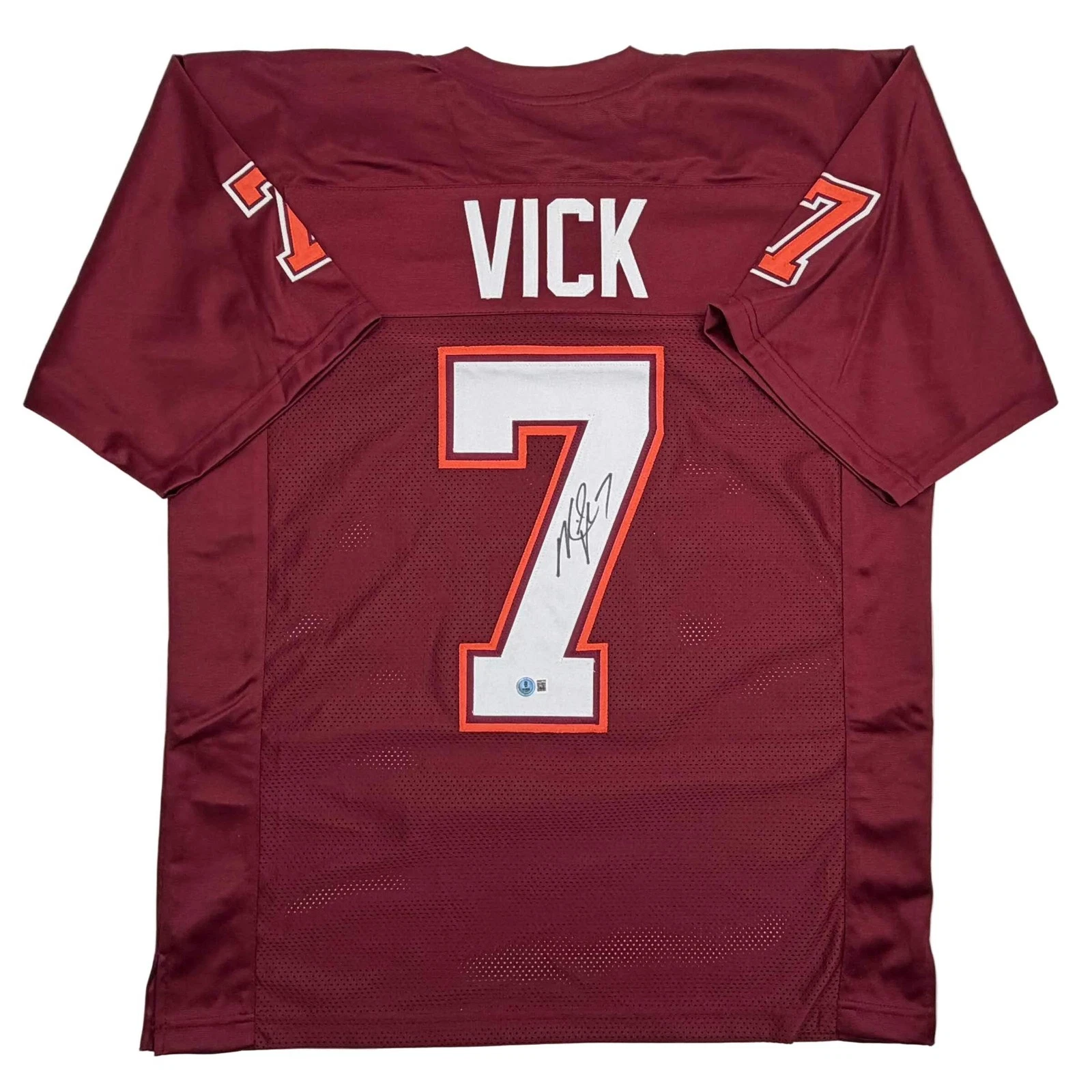 Autographed/Signed MICHAEL MIKE VICK Virginia Tech Maroon College Jersey PSA COA