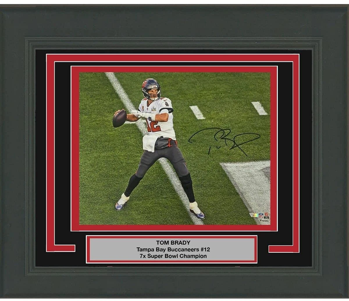 FRAMED Autographed/Signed TOM BRADY Super Bowl LV Bucs 16x20 Photo Fanatics COA