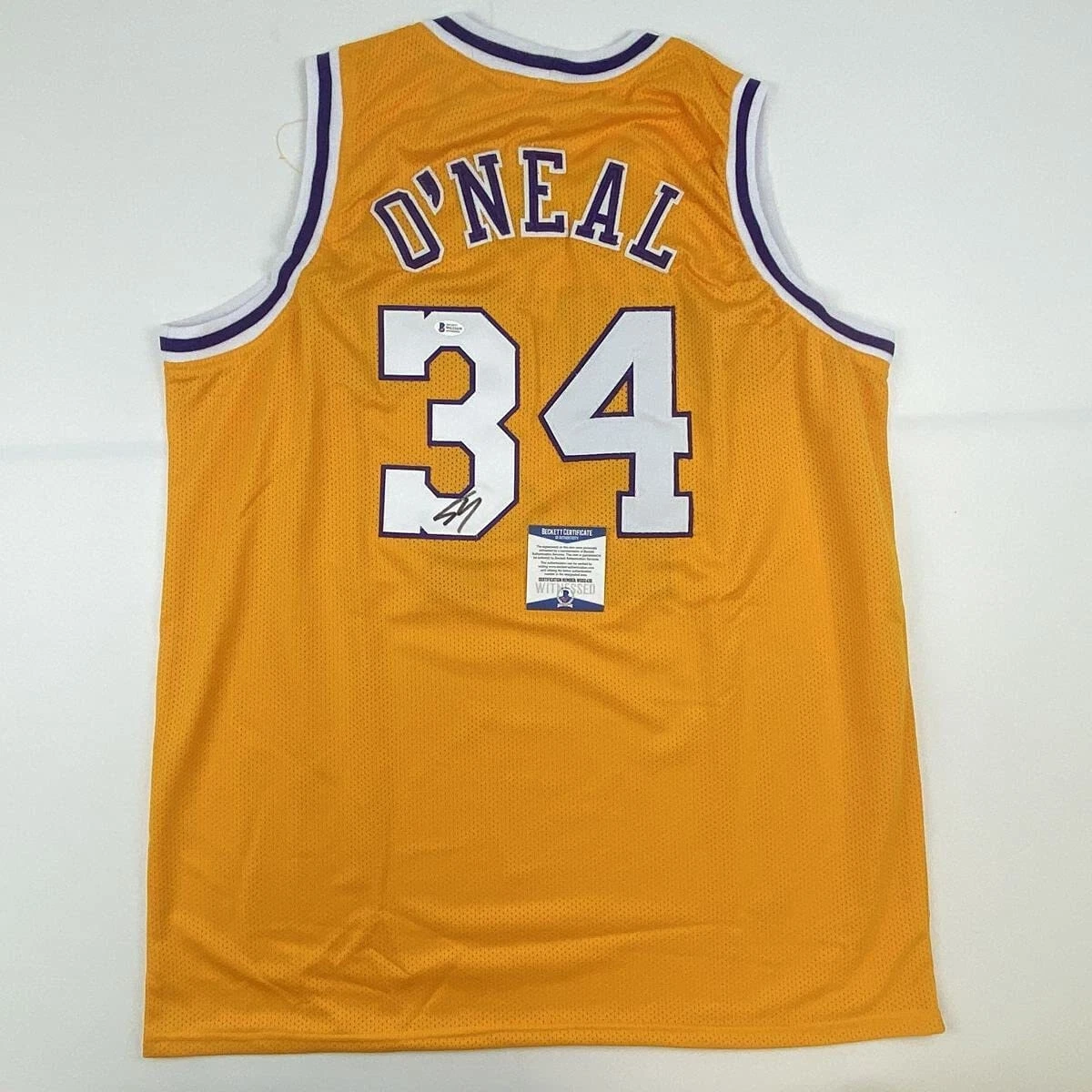 Autographed/Signed SHAQUILLE SHAQ O'NEAL Los Angeles Yellow Jersey BAS COA