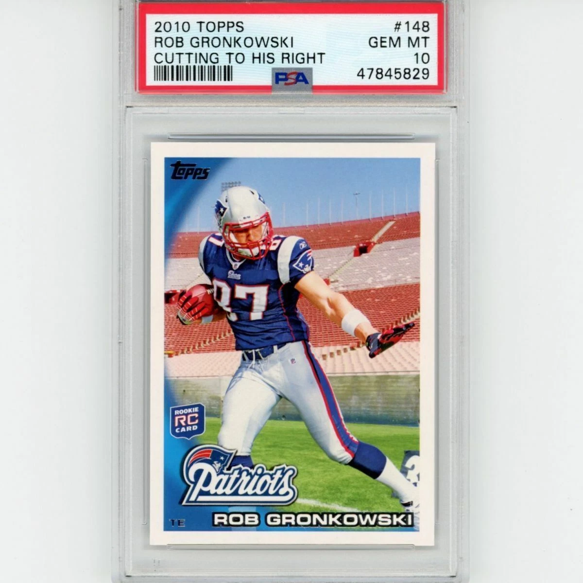 Graded 2010 Topps ROB GRONKOWSKI #148 Rookie RC Football Card PSA 10 Gem Mint