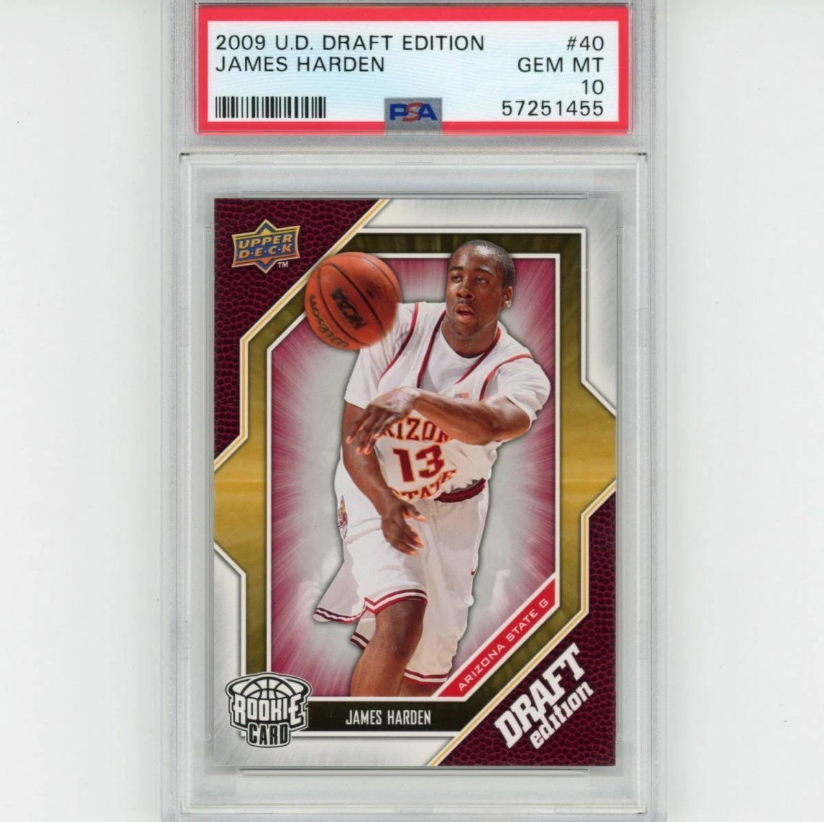 Graded 2009-10 Upper Deck UD JAMES HARDEN #40 Draft Edition Rookie Card PSA 10