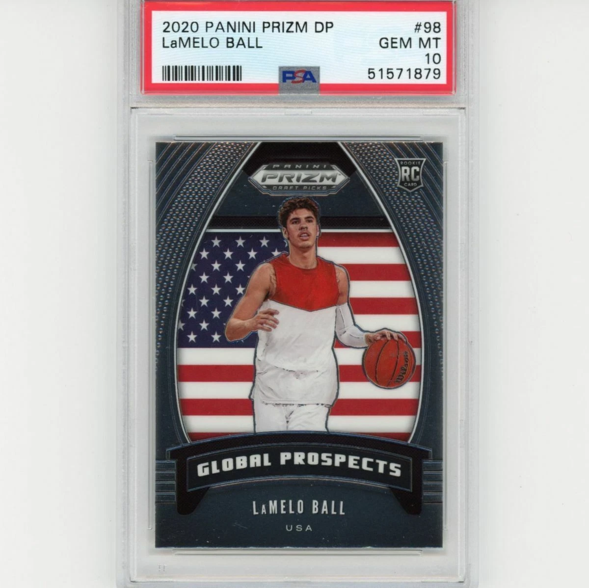 Graded 2020-21 Panini Prizm DP LAMELO BALL #98 Rookie RC Basketball Card PSA 10