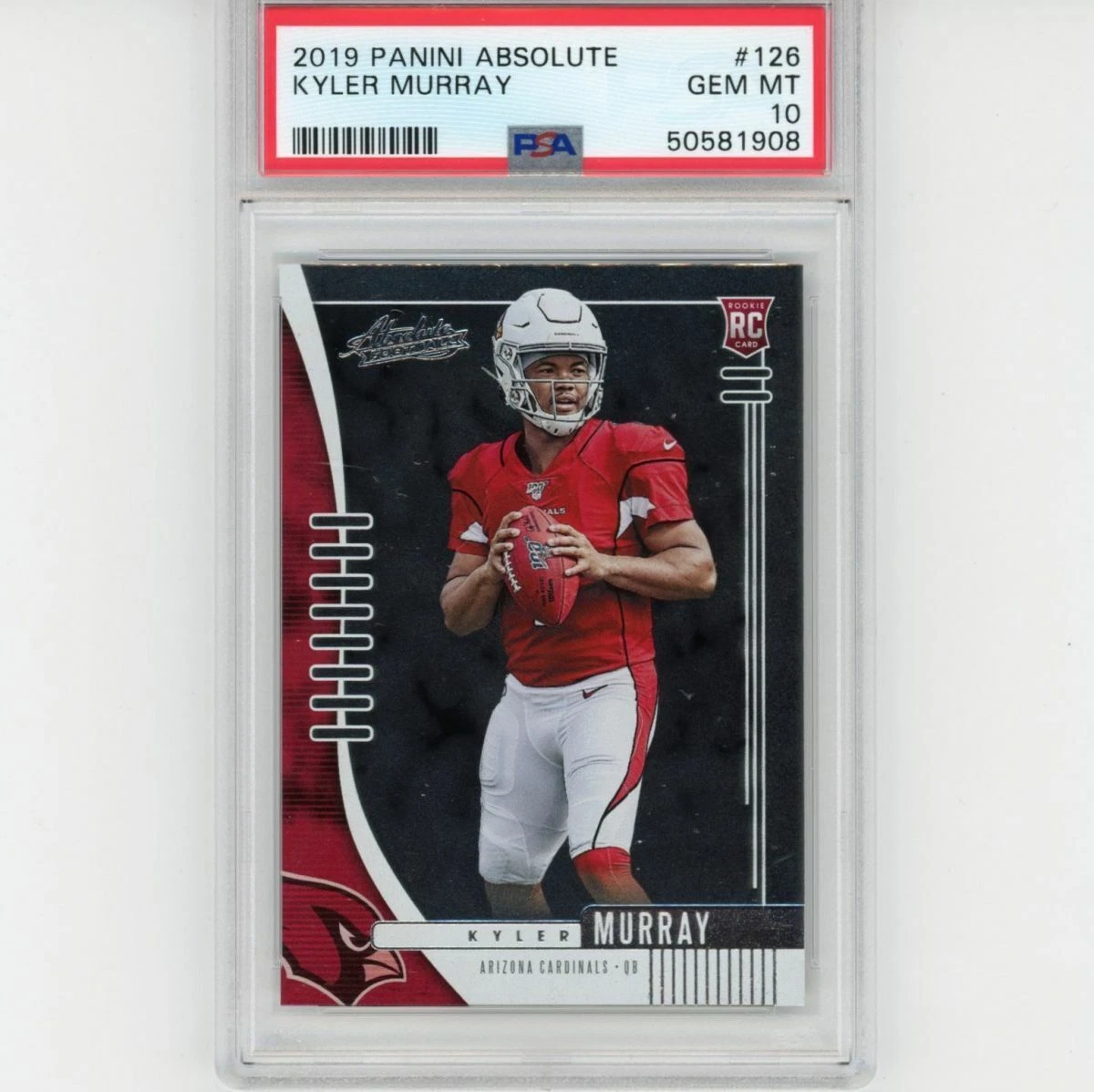 Graded 2019 Panini Absolute KYLER MURRAY #126 Rookie Football Card PSA 10 Mint