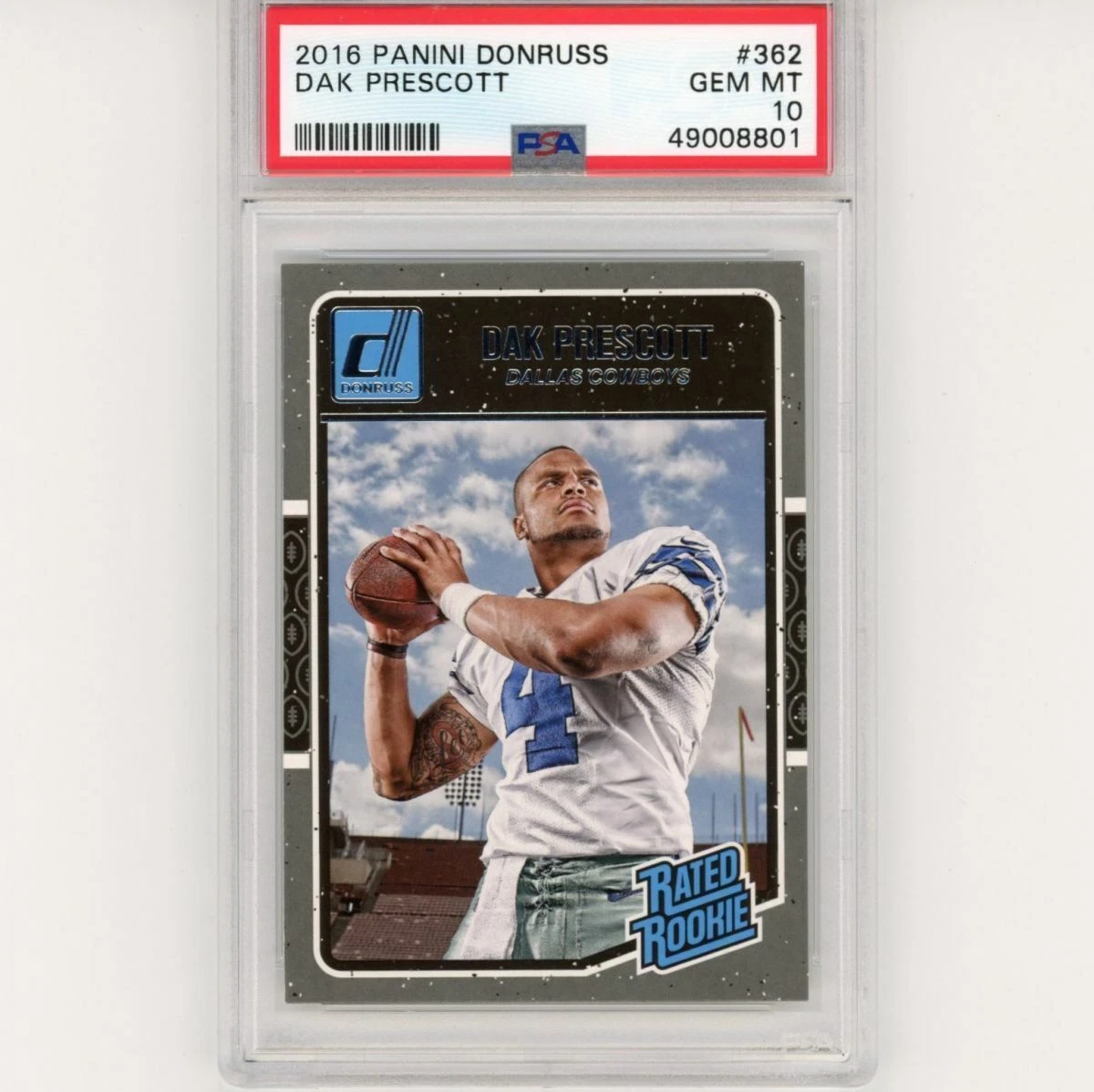 Graded 2016 Panini Donruss DAK PRESCOTT #362 Rookie RC Football Card PSA 10 Mint