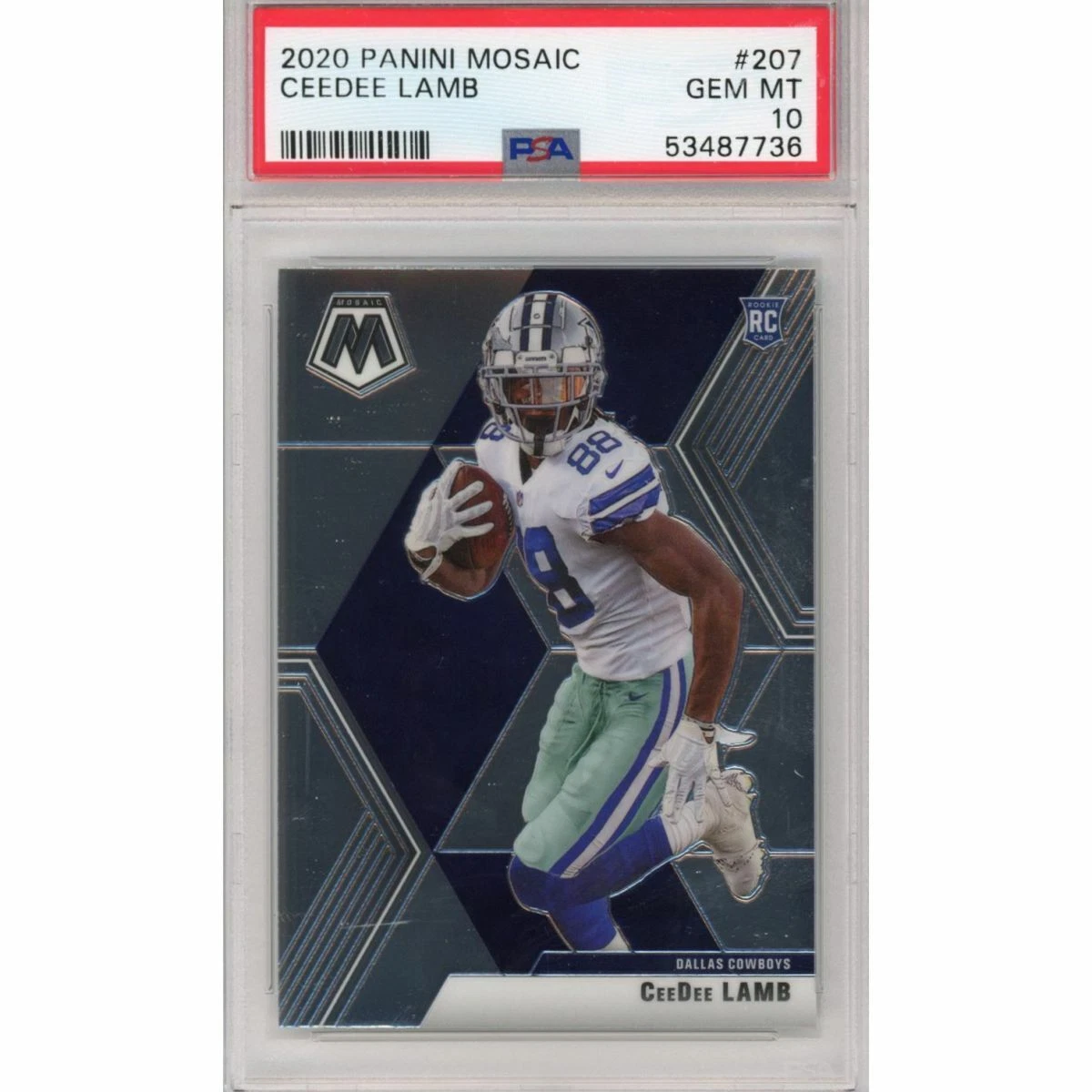 Graded 2020 Panini Mosaic CEEDEE LAMB #207 Rookie RC Football Card PSA 10 Mint