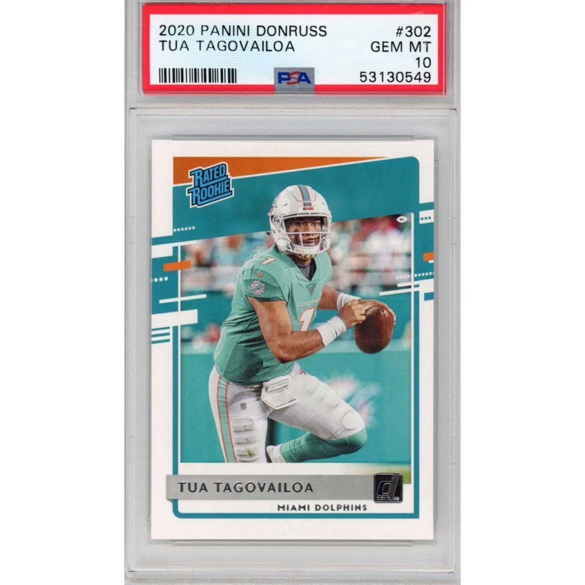Graded 2020 Panini Donruss TUA TAGOVAILOA #302 Rookie RC Football Card PSA 10