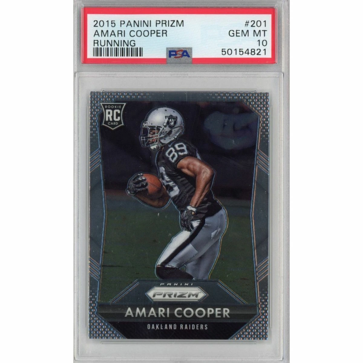 Graded 2015 Panini Prizm AMARI COOPER #201 Running Rookie Football Card PSA 10