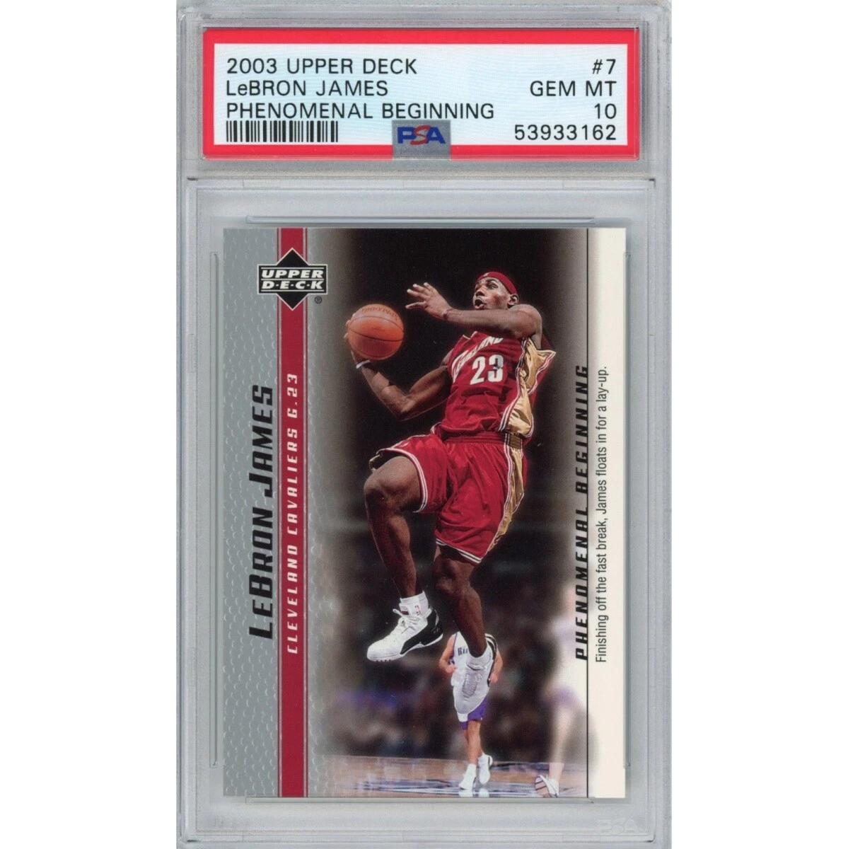 Graded 2003 Upper Deck LEBRON JAMES #7 Phenomenal Beginning Rookie Card PSA 10