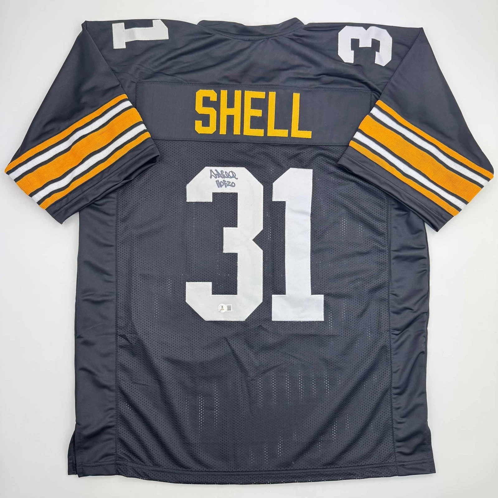 Autographed/Signed DONNIE SHELL Pittsburgh Black Football Jersey JSA COA