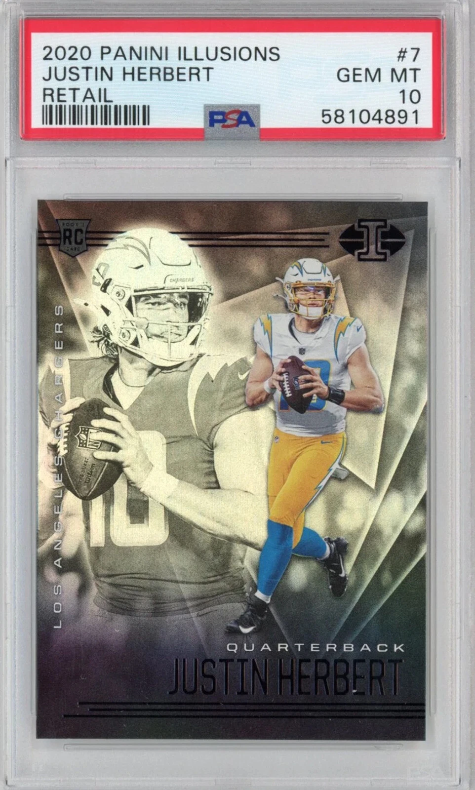 Graded 2020 Panini Illusions Justin Herbert #7 Retail Rookie RC Card PSA 10