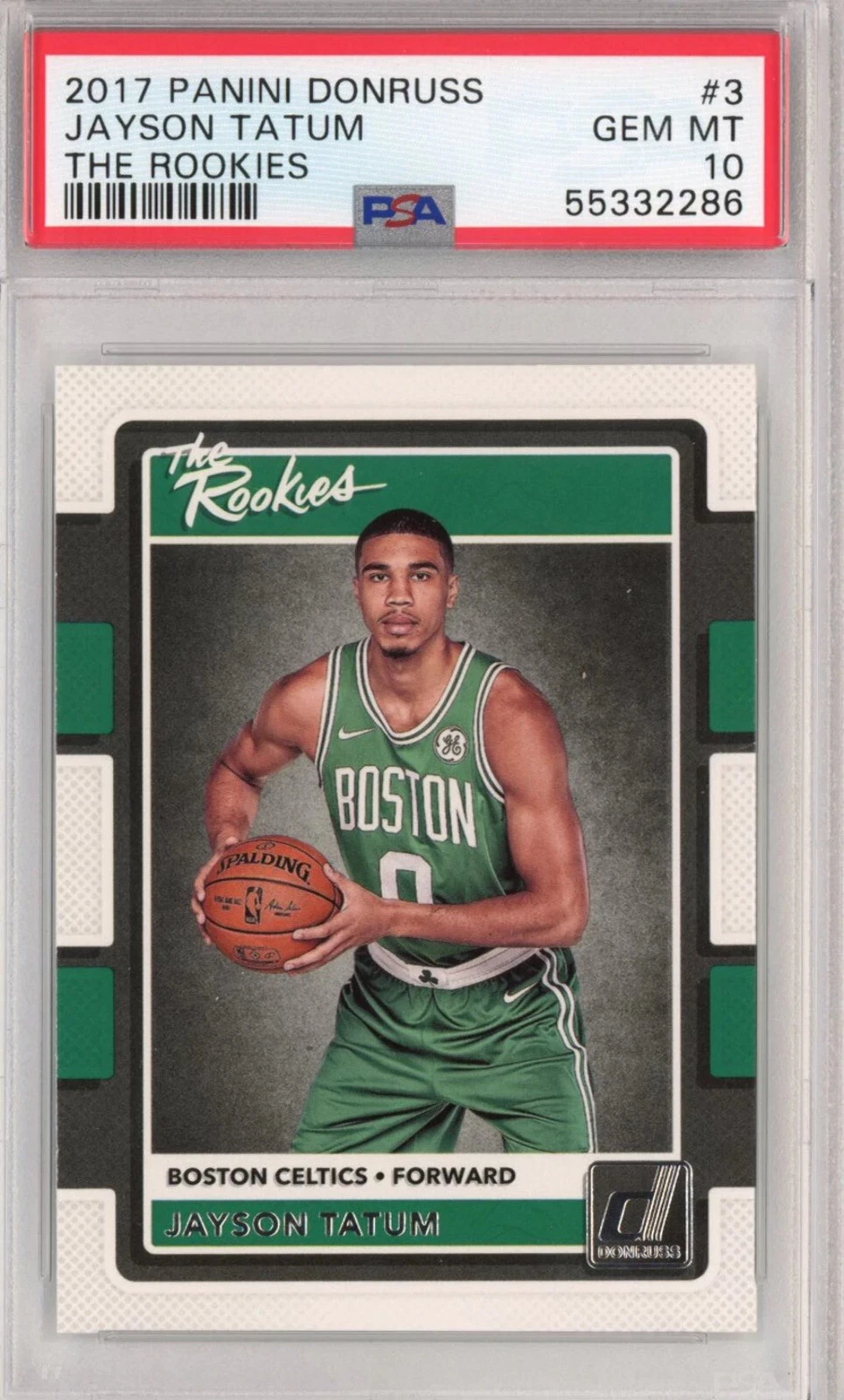 Graded 2017-18 Panini Donruss Jayson Tatum #3 The Rookies RC Card PSA 10 Mint